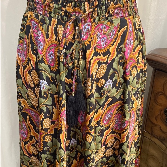 Chelsea & Theodore Pleated Red Green Maxi Skirt - Picture 3 of 13